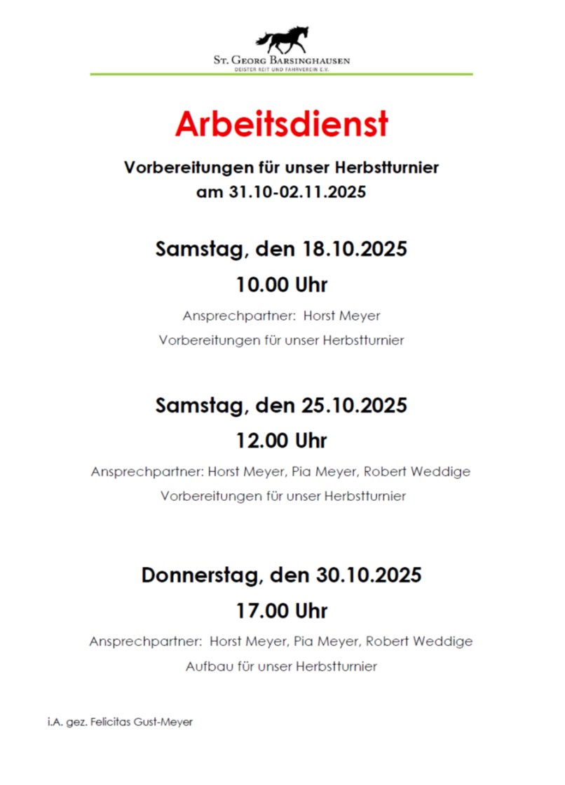 Arbeitsdienst Herbstturnier2025