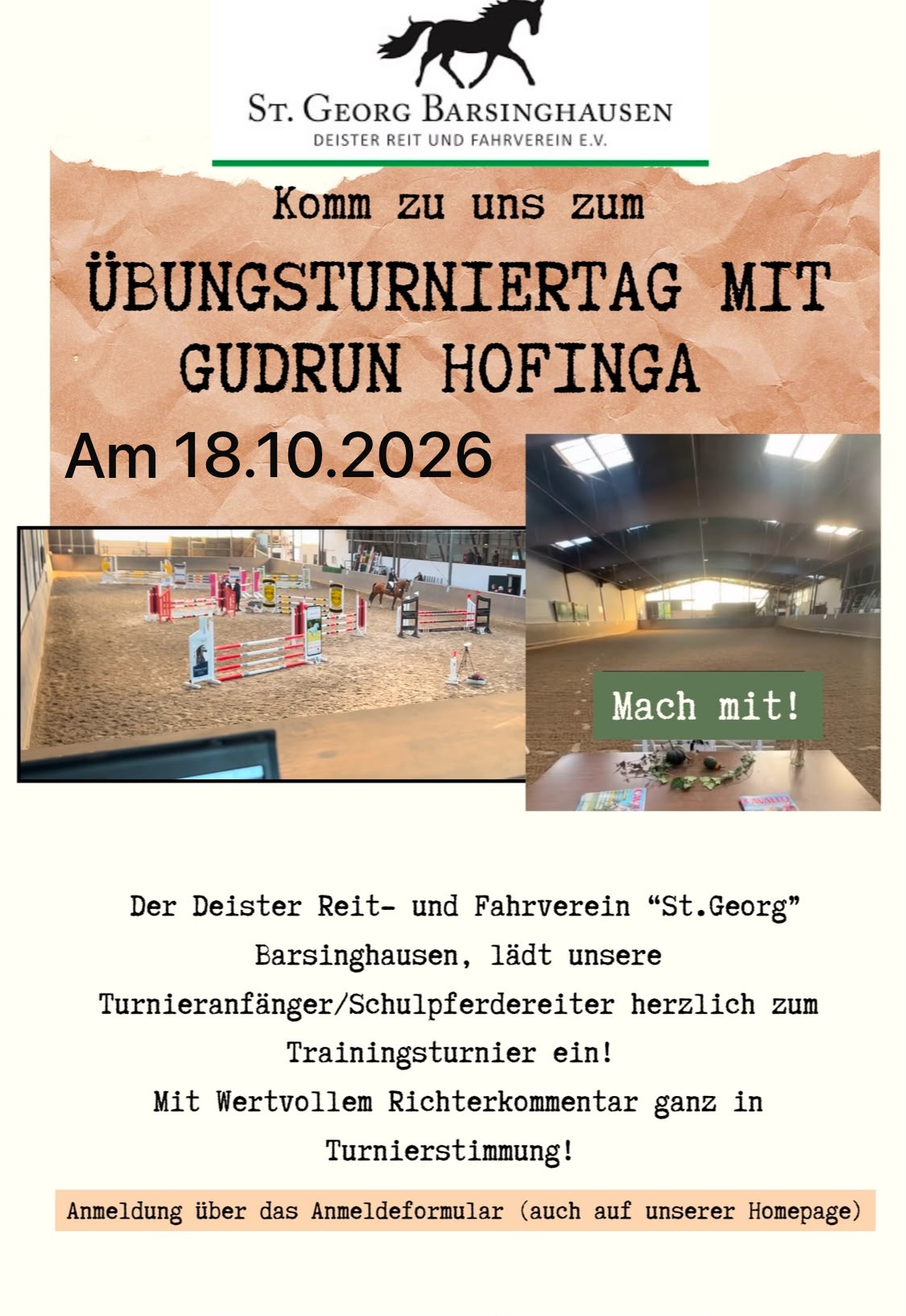 Plakat PSVSchulpferde Trainingstag18.10.2026